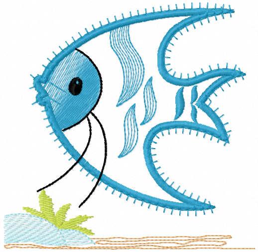 Blue fish free embroidery design