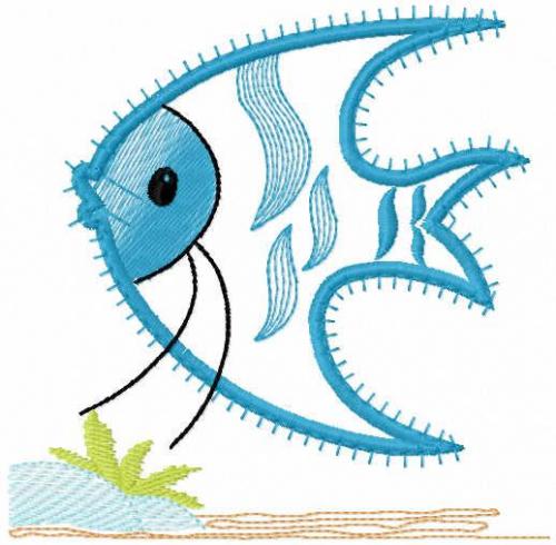 More information about "Blue fish free embroidery design"