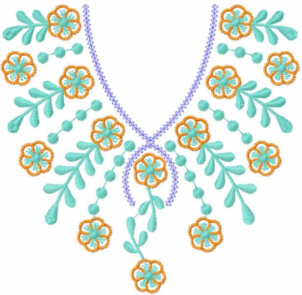 Flower collar decoration free embroidery design