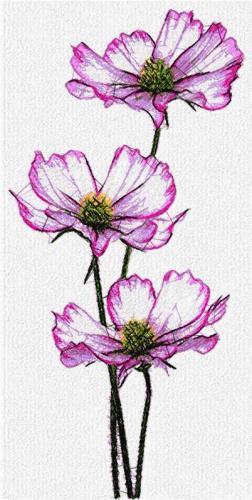 More information about "Violet flowers free embroidery design 2"