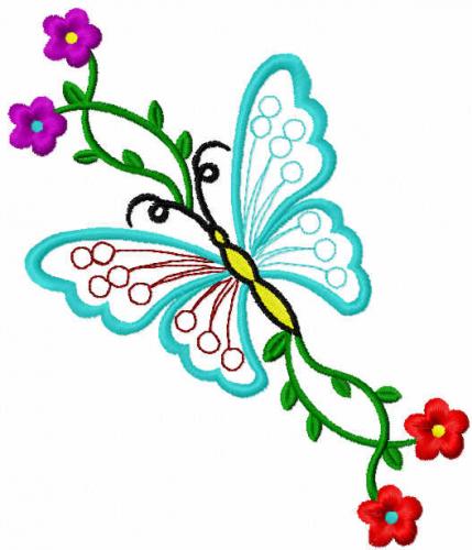 More information about "Butterfly and flowers free embroidery design"