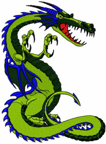 More information about "Big green dragon free embroidery design"