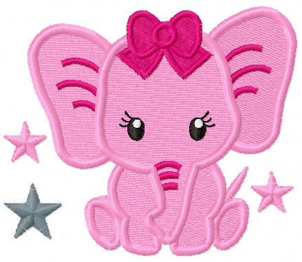 More information about "Pink elephant free embroidery design"