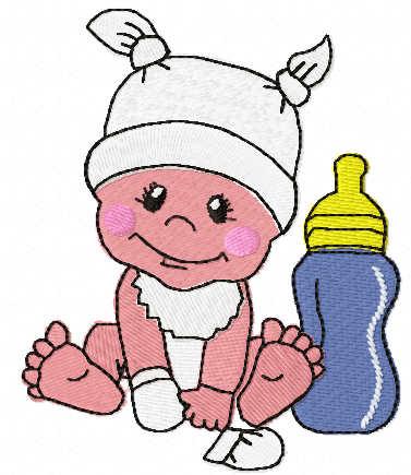 More information about "Babyboy with bottle milk free embroidery design"