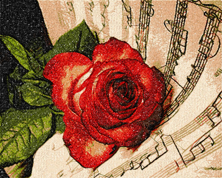Music rose photo stitch free embroidery design