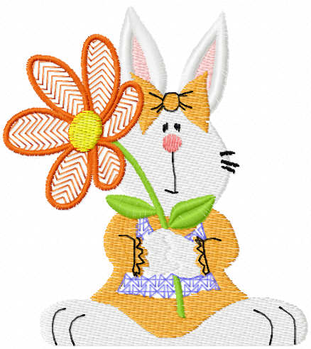 Bunny with flower free embroidery design
