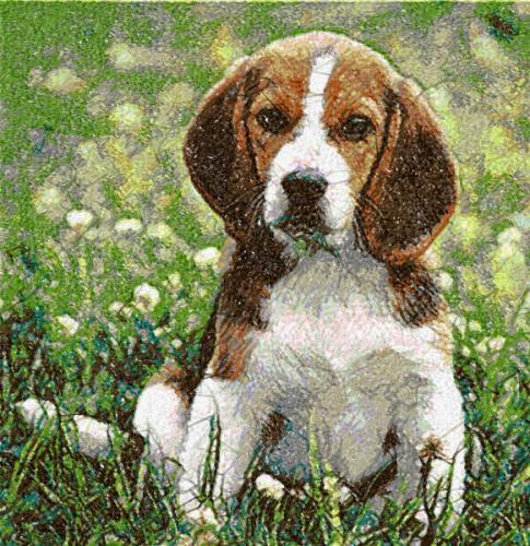 More information about "Beagle in garden free embroidery design"