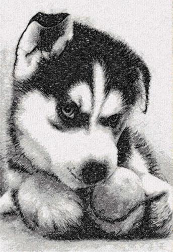 More information about "Husky puppy photo stitch free embroidery design"
