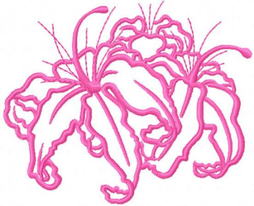 More information about "Pink lily free embroidery design"