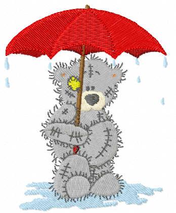 More information about "Teddy bear under rain free embroidery design"