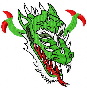 Head green dragon free embroidery design