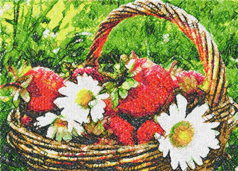 Basket of berries and flowers free embroidery design