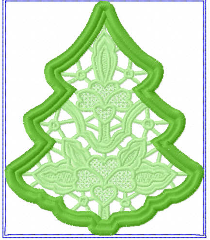 Christmas tree lace free embroidery design