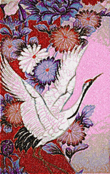 Crane with flowers free embroidery design