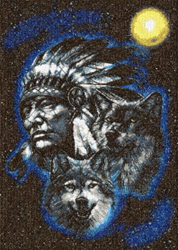 More information about "Indian and wolves free embroidery design"
