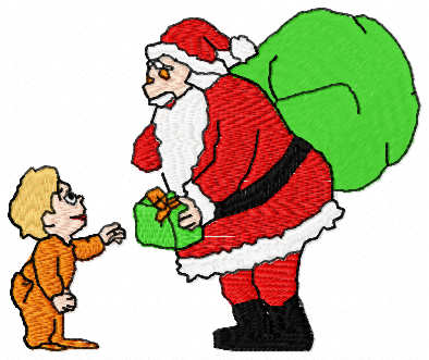 Santa Claus and baby free embroidery design