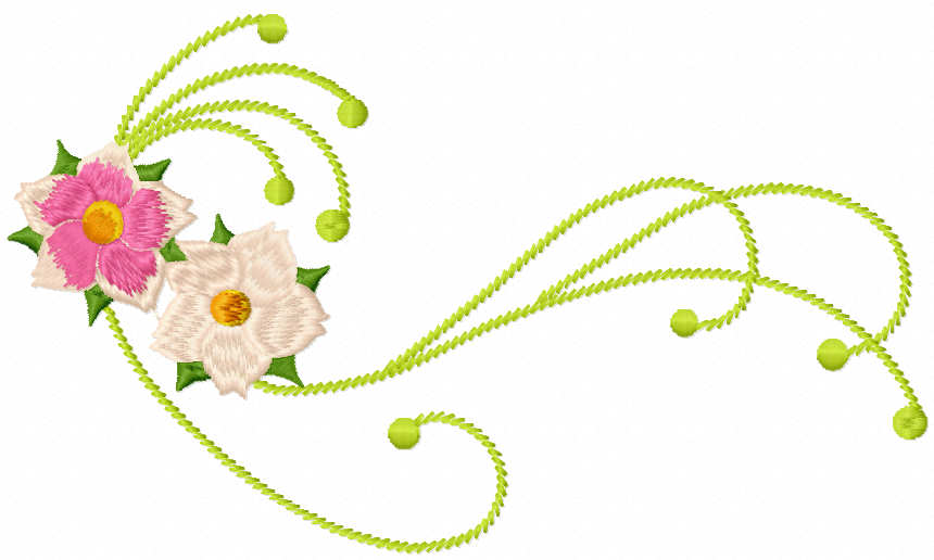 Swirl spring flower free embroidery design