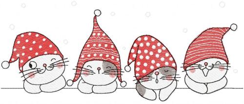 More information about "Chrsitmas cats free embroidery design"