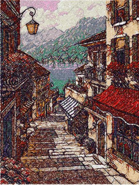 Mediterranean Landscape free embroidery design