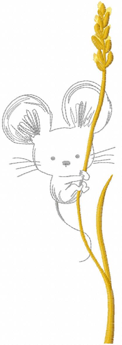 Mouse with a spikelet free embroidery design