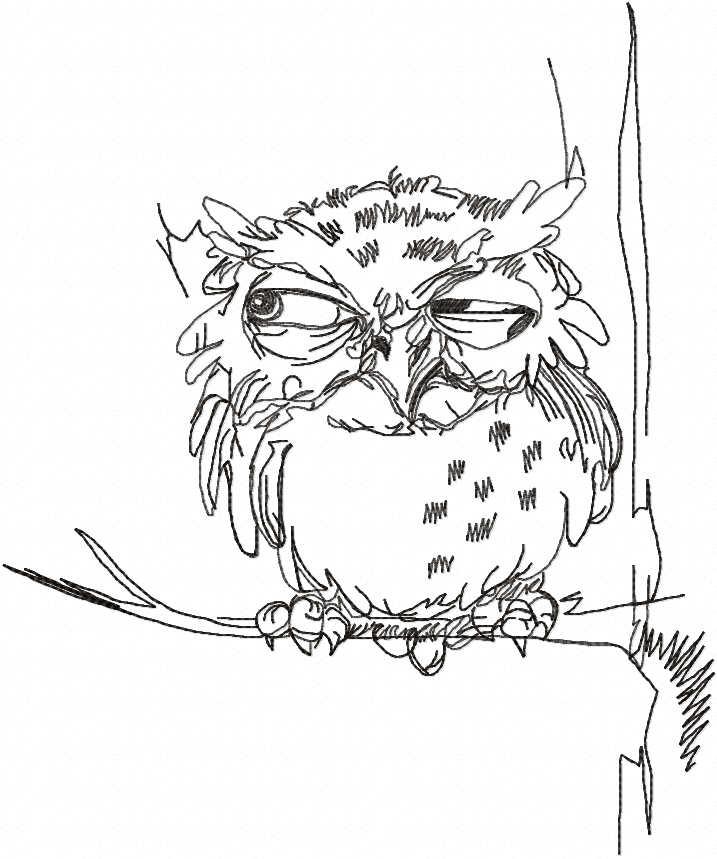 Owl on the tree embroidery design