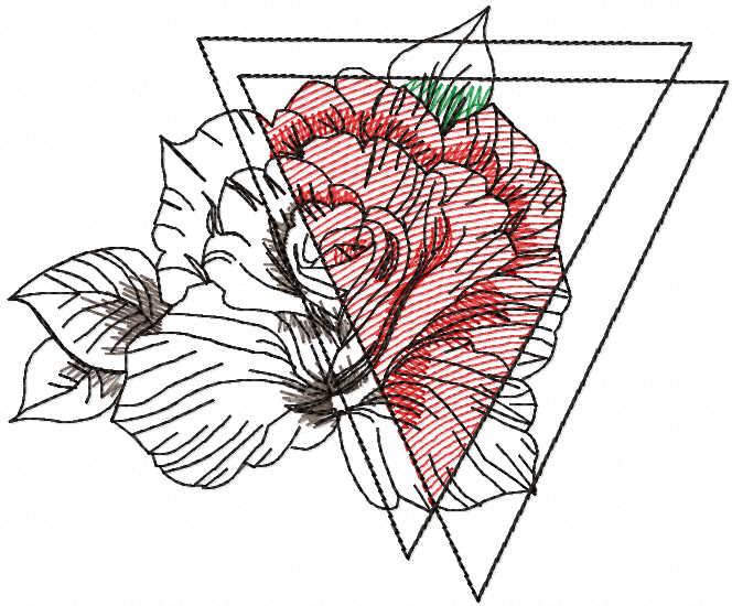 Rose in a triangle free embroidery design