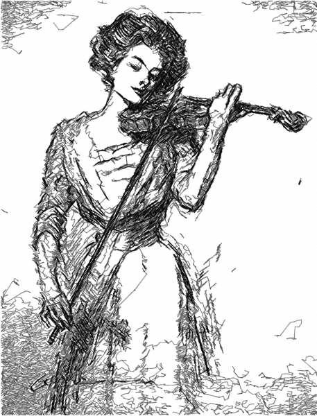 Violinist greyscale free embroidery design