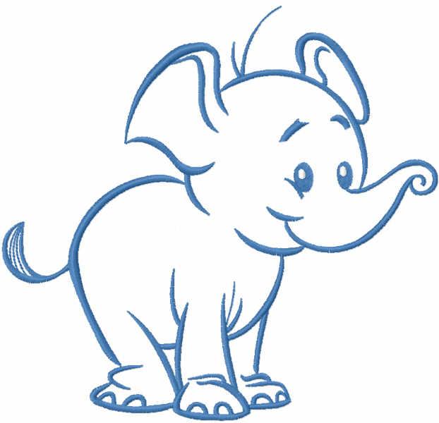 Baby blue elephant free embroidery design