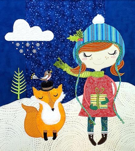 More information about "Girl And Fox applique free embroidery design"