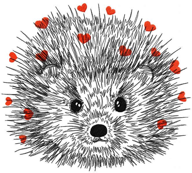 Hedgehog with heart free embroidery design
