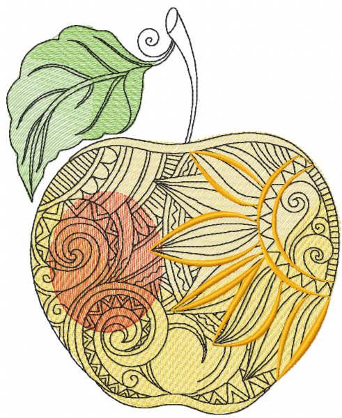 Apple with pattern free embroidery design