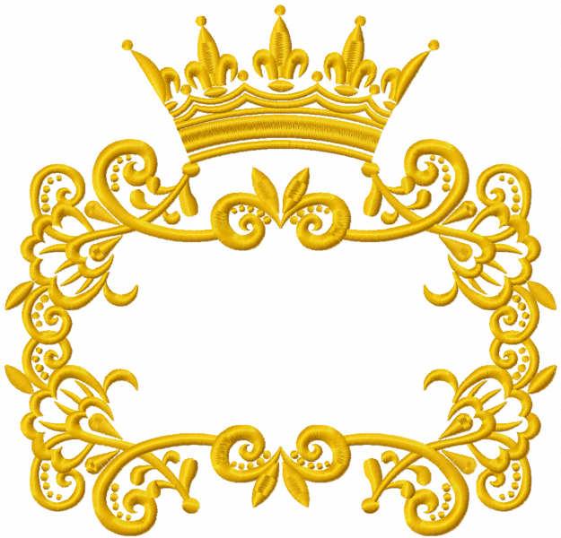 Gold crown with frame free embroidery design