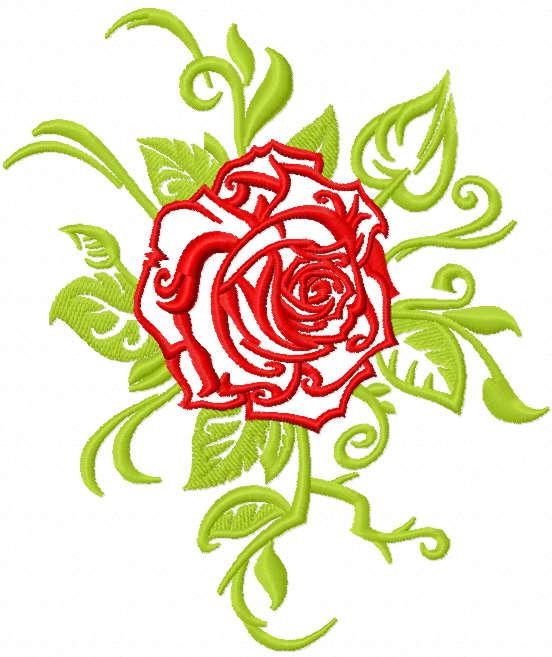Tribal red rose free embroidery design