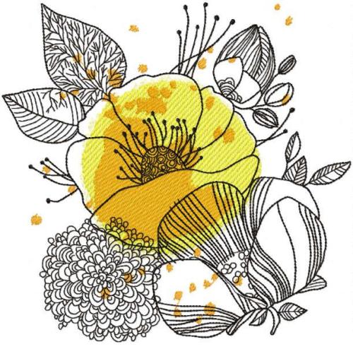 More information about "Autumn yellow flower free embroidery design"