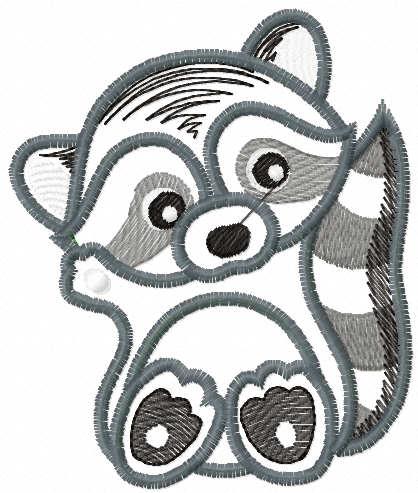 Cheerful raccoon free embroidery design