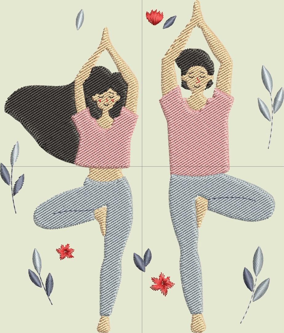 Yoga man and woman free embroidery design