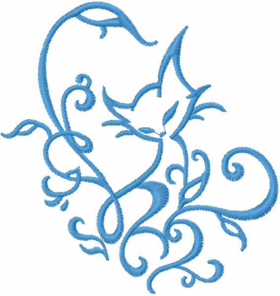 Blue kitty free embroidery design