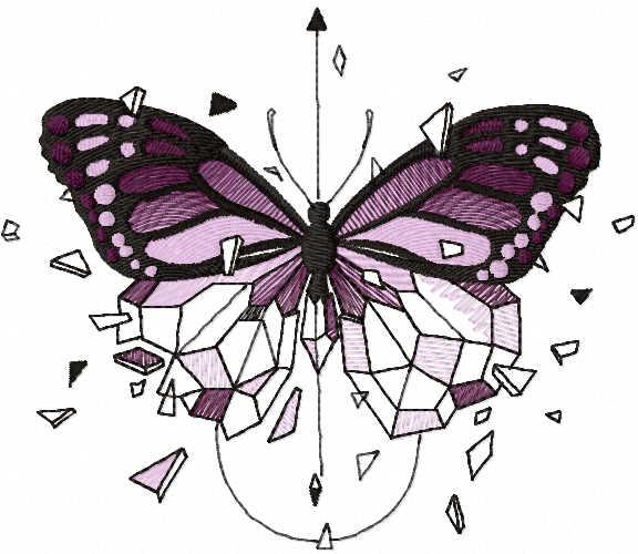 Glass butterfly free embroidery design