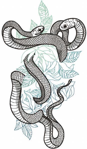 Snakes in jungle free embroidery design