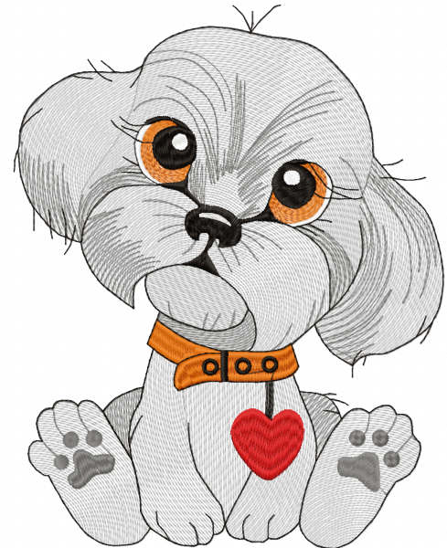 Cute grey dog free embroidery design