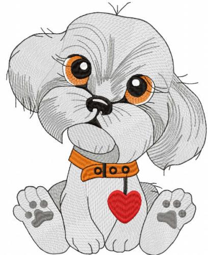 More information about "Cute grey dog free embroidery design"