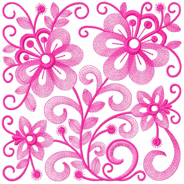 Flower block free embroidery design