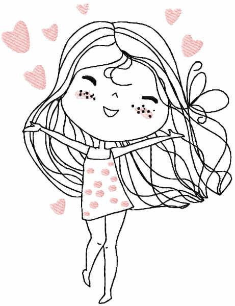 Happy girl free embroidery design
