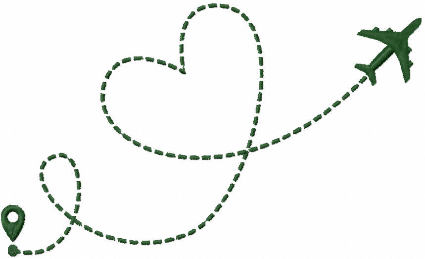 Heart plane free embroidery design