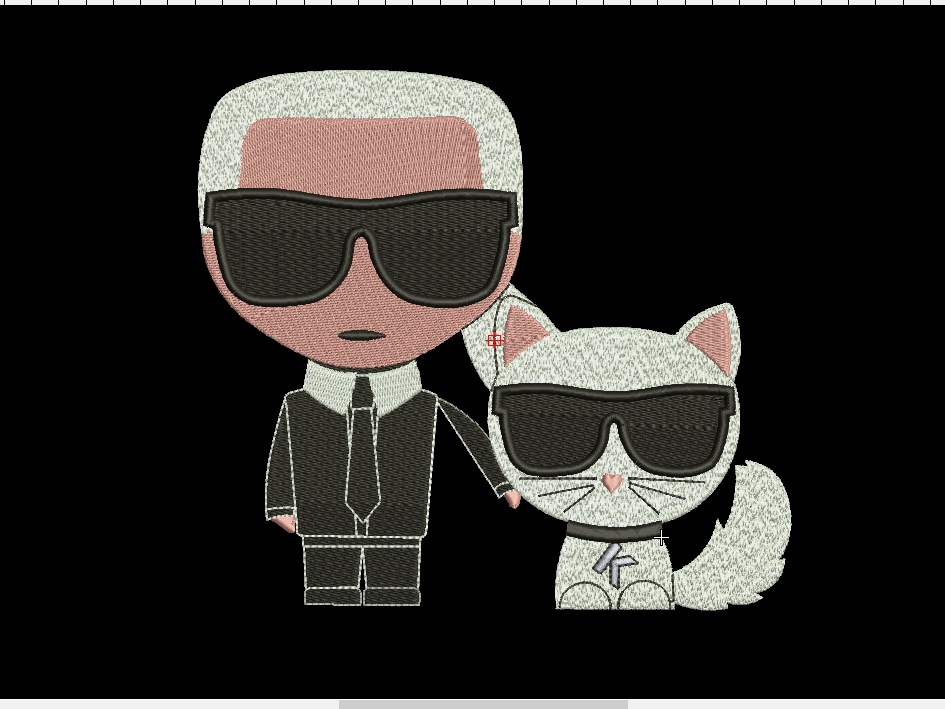 Karl and cat free embroidery design