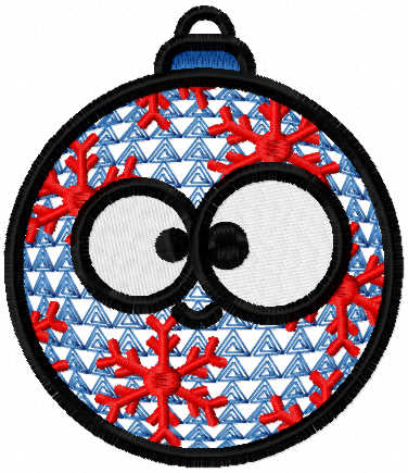 Christmas ball with eyes free embroidery design