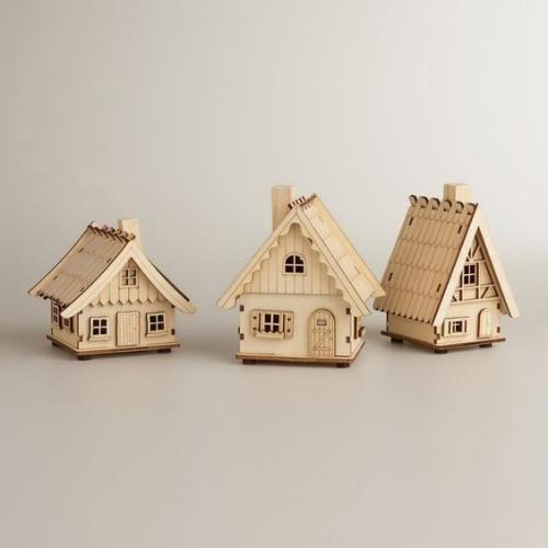 More information about "Country house laser cut wooden constuctor with open roof"