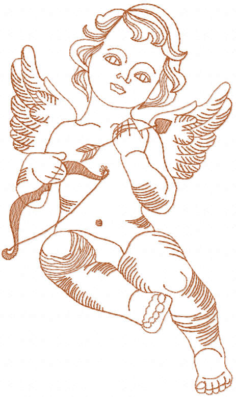 Cute angel with bow and arrow free embroidery design
