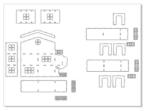 Dollhouse with balconies laser cut wooden details - Laser Cut files ...