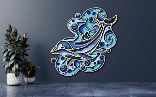 More information about "Dolphin free multilayer cut file plywood 3D mandala"